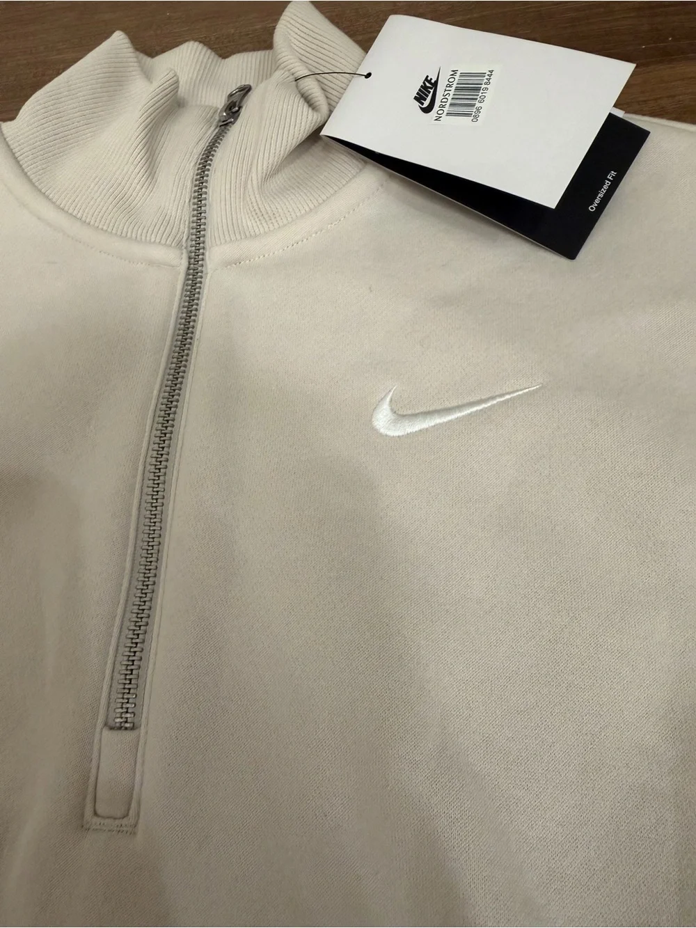 NWT Nike Phoenix Fleece Cropped 1/4 Zip Sweatshirt Cream Size Small - Picture 3 of 6